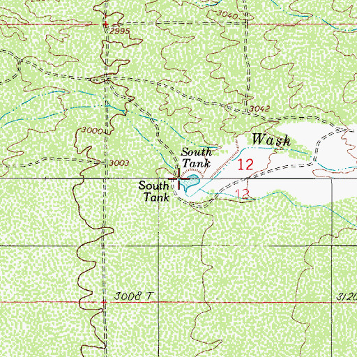 Topographic Map of South Tank, AZ