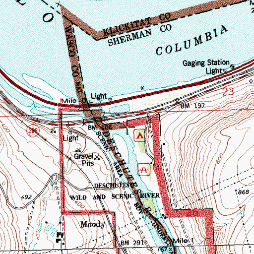Topographic Map of Dechutes Post Office (historical), OR