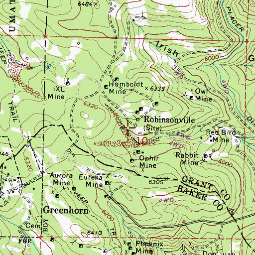 Topographic Map of Diffin Post Office (historical), OR