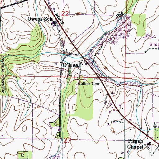 Topographic Map of Collier Cemetery, AL