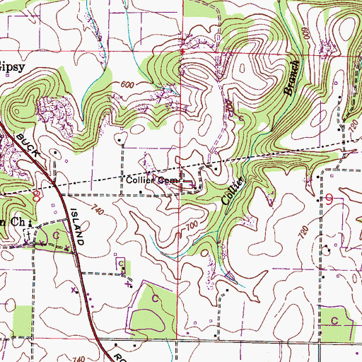 Topographic Map of Collier Cemetery, AL