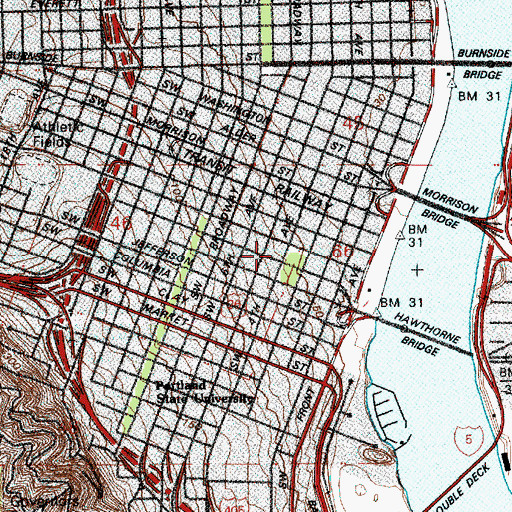 Topographic Map of Federal Post Office (historical), OR