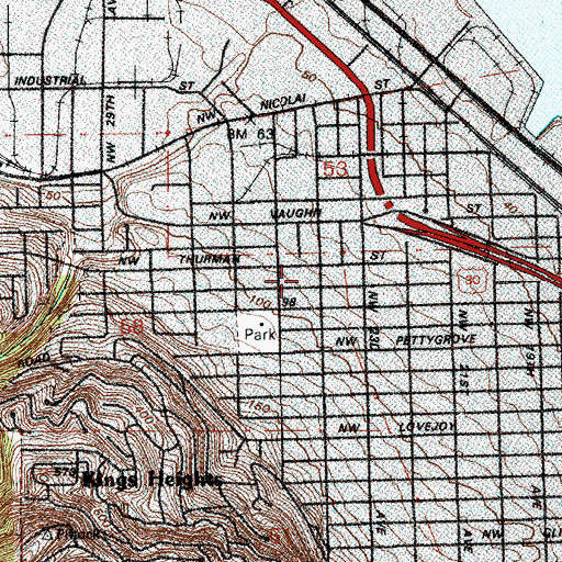 Topographic Map of Forest Park Post Office, OR
