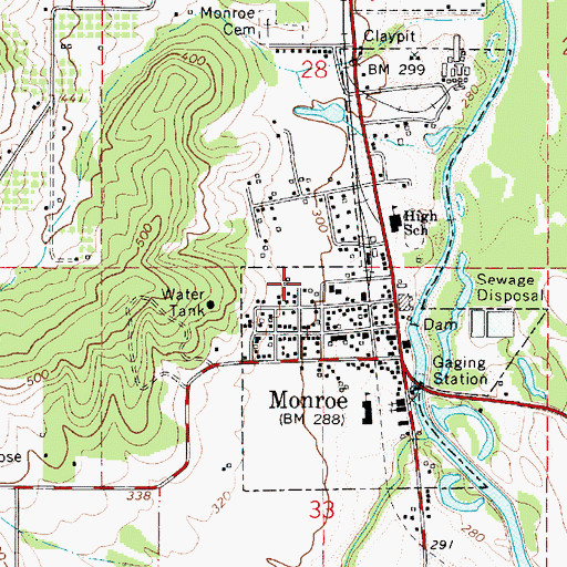 Topographic Map of Forks of Marys River Post Office (historical), OR
