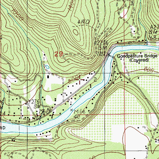 Topographic Map of Gate Creek Post Office (historical), OR