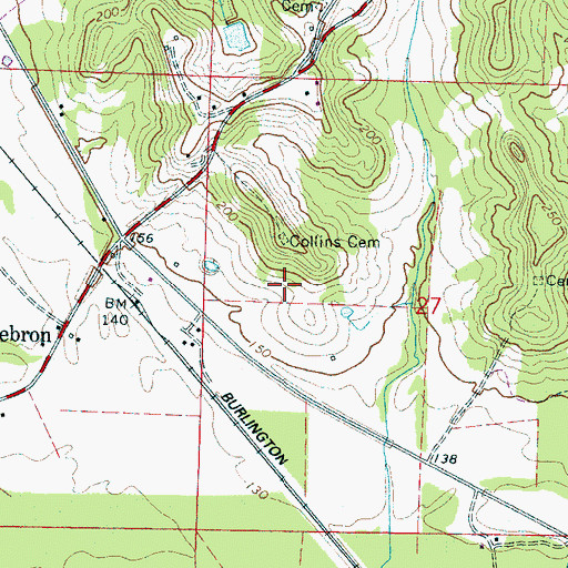 Topographic Map of Collins Cemetery, AL