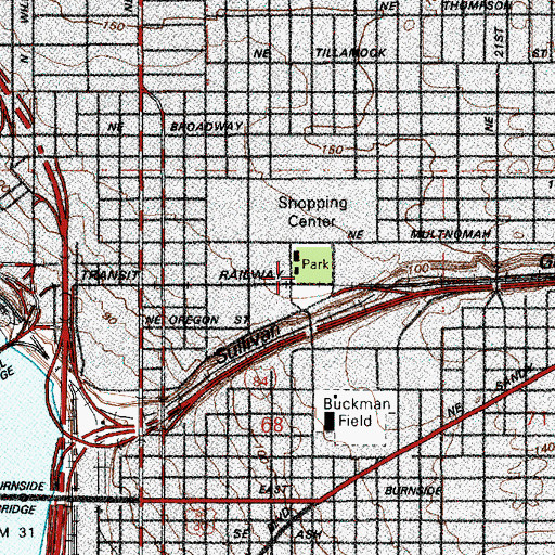 Topographic Map of Holladay Park Post Office, OR