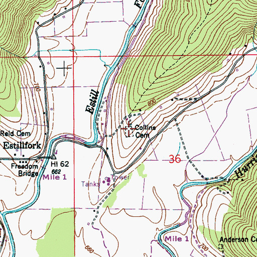 Topographic Map of Collins Cemetery, AL