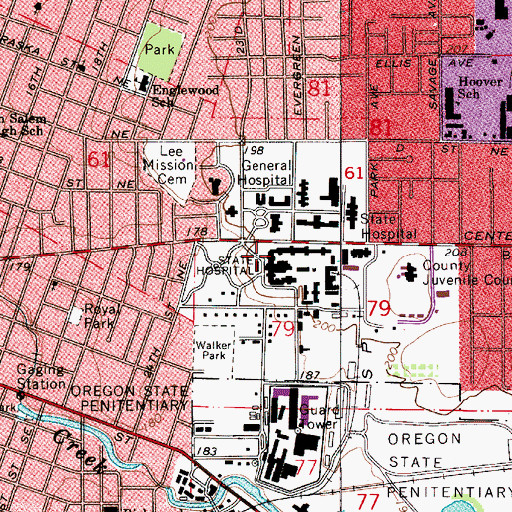 Topographic Map of Hospital Post Office (historical), OR