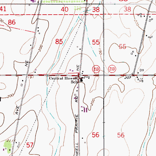 Topographic Map of Howell Post Office (historical), OR