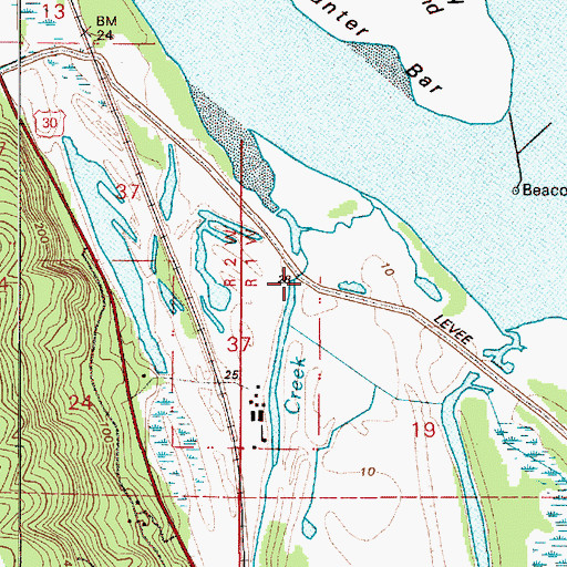 Topographic Map of Hunters Post Office (historical), OR