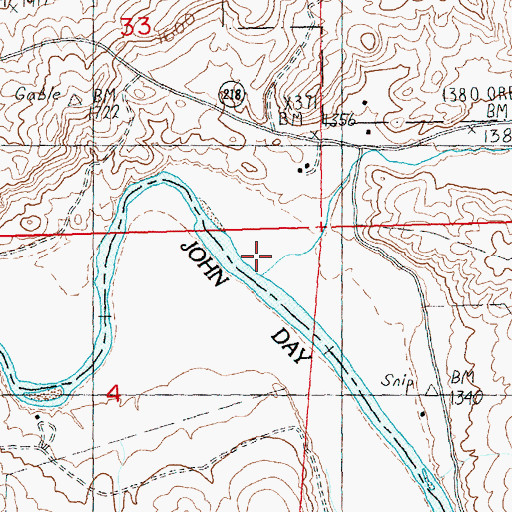 Topographic Map of Huntley Post Office (historical), OR