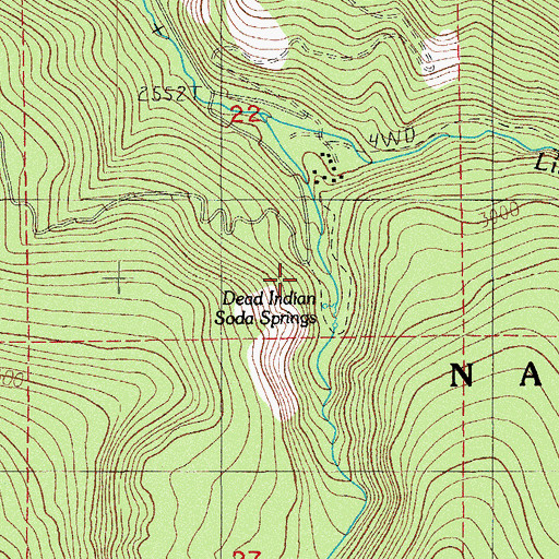 Topographic Map of Hunts Post Office (historical), OR