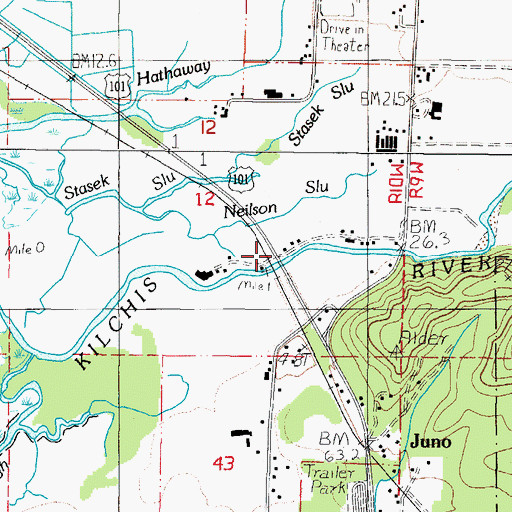 Topographic Map of Kilchis Post Office (historical), OR