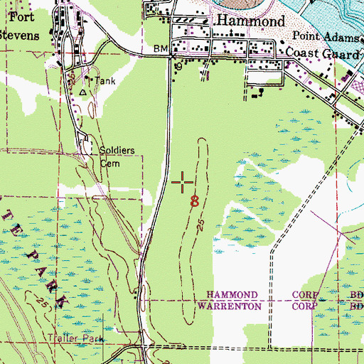 Topographic Map of Kindred Post Office (historical), OR