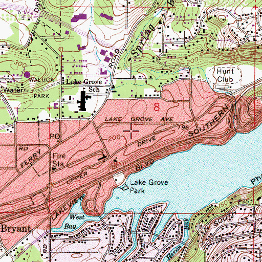 Topographic Map of Lake Grove Post Office, OR