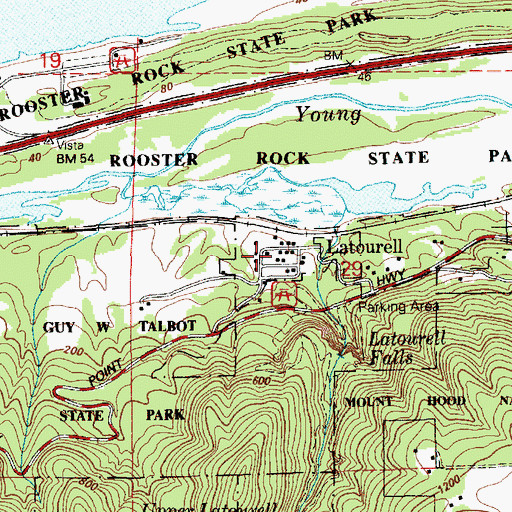 Topographic Map of Latourell Falls Post Office (historical), OR