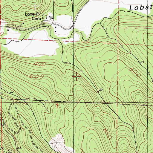 Topographic Map of Lobster Post Office (historical), OR