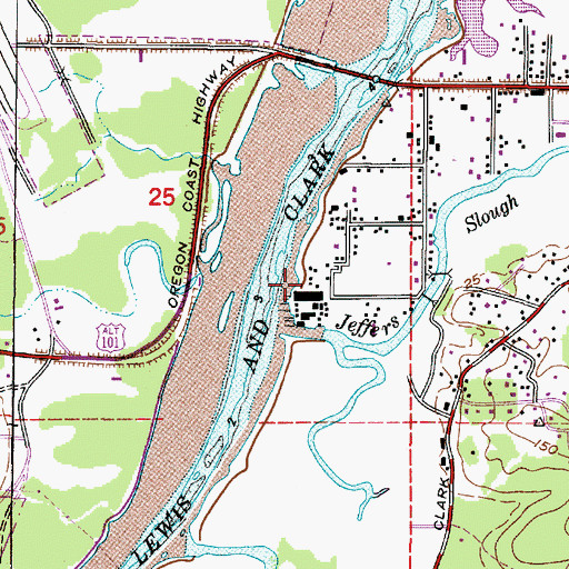Topographic Map of Lower Astoria Post Office (historical), OR