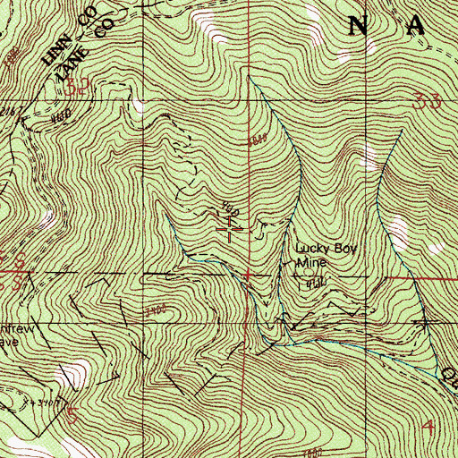 Topographic Map of Luckyboy Post Office (historical), OR