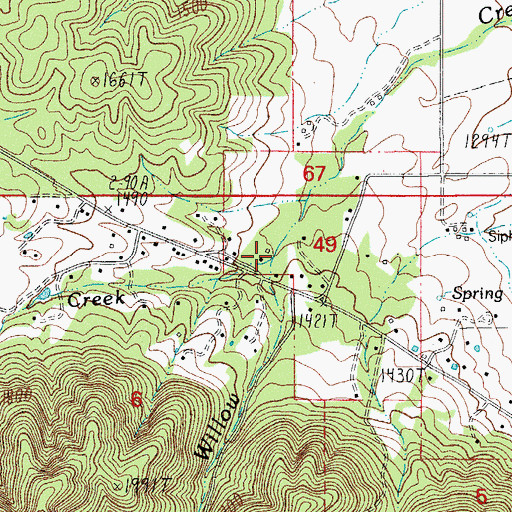 Topographic Map of Manseneta Post Office (historical), OR