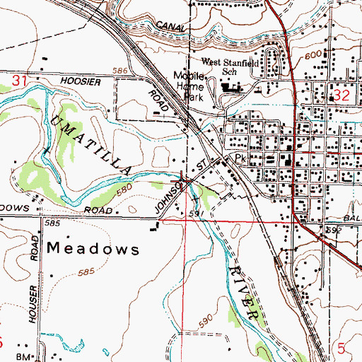 Topographic Map of Meadowville Post Office (historical), OR