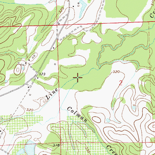Topographic Map of Colman Creek, AL