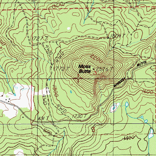 Topographic Map of Mealey Post Office (historical), OR