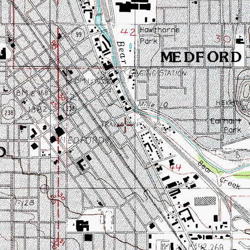 Topographic Map of Medford Post Office, OR