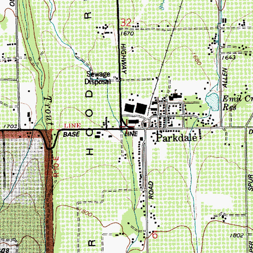 Topographic Map of Mount Hood Parkdale Post Office, OR