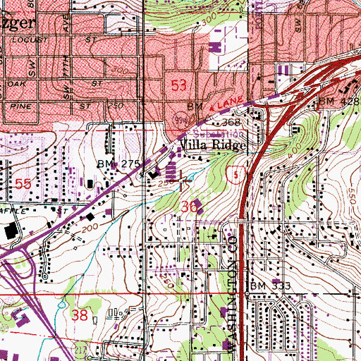 Topographic Map of Mount Sylvania Post Office (historical), OR