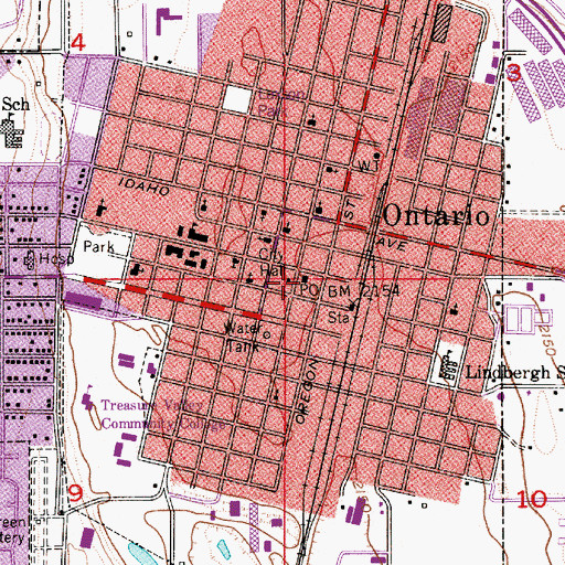 Topographic Map of Ontario Post Office, OR