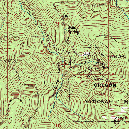 Topographic Map of Oregon Caves Post Office (historical), OR