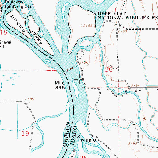 Topographic Map of Owyhee Ferry Post Office (historical), OR