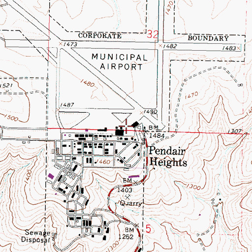 Topographic Map of Pendleton Field Post Office (historical), OR