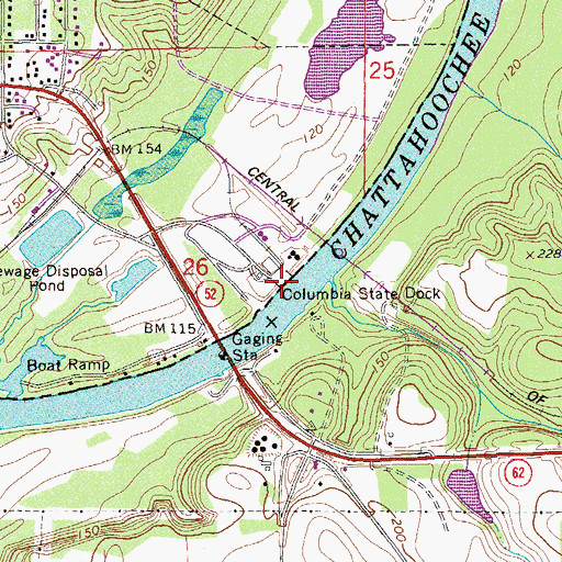 Topographic Map of Columbia State Dock, AL