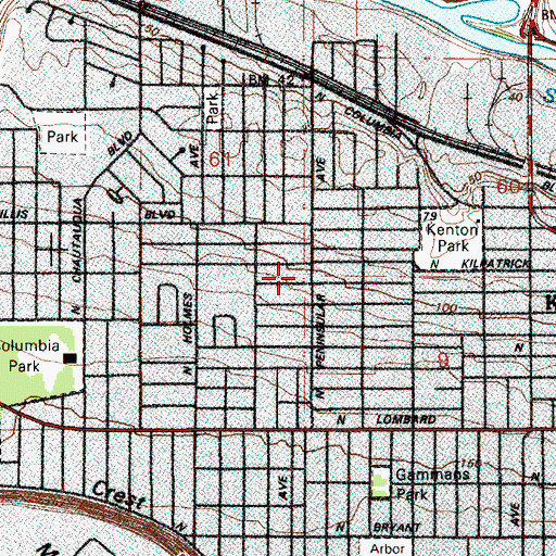 Topographic Map of Peninsular Post Office (historical), OR