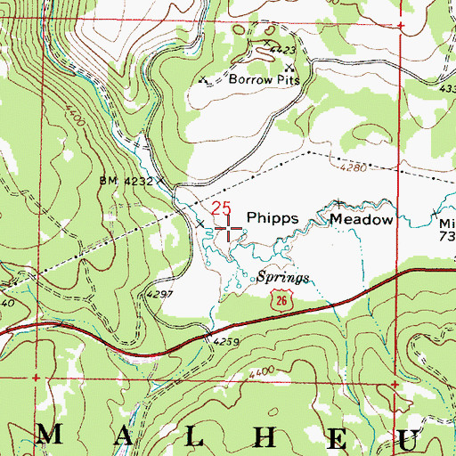 Topographic Map of Penola Post Office (historical), OR
