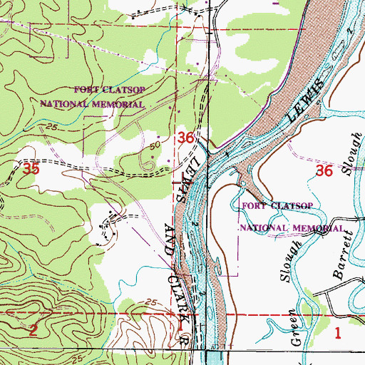 Topographic Map of Port Clatsop Post Office (historical), OR