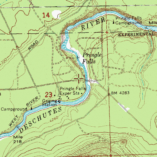 Topographic Map of Pringlefalls Post Office (historical), OR