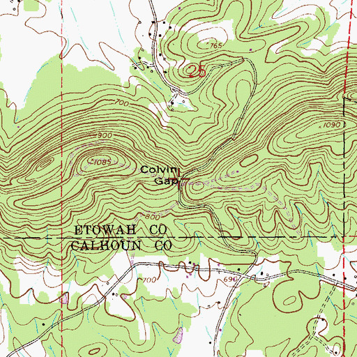 Topographic Map of Colvin Gap, AL
