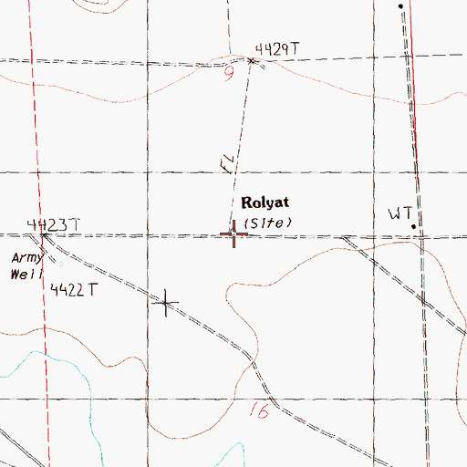 Topographic Map of Rolyat Post Office (historical), OR