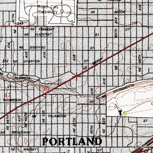 Topographic Map of Rose City Post Office (historical), OR