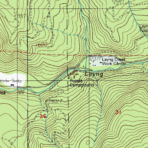 Topographic Map of Rujada Post Office (historical), OR
