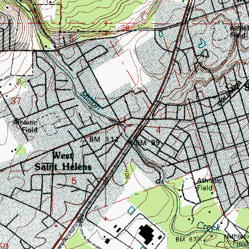 Topographic Map of Saint Helens Station A Post Office (historical), OR