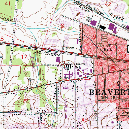 Topographic Map of Saint Marys Post Office (historical), OR