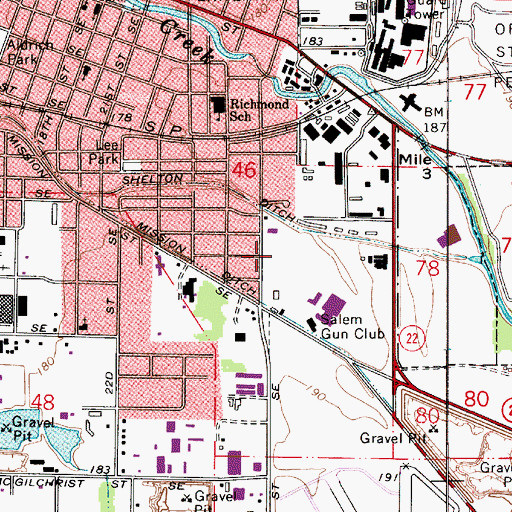 Topographic Map of Salem Post Office, OR