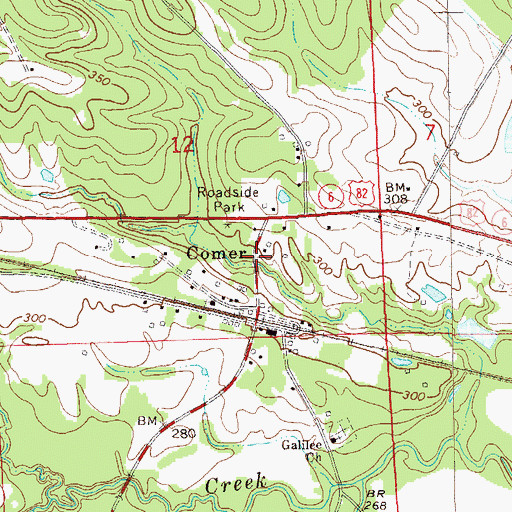 Topographic Map of Comer, AL