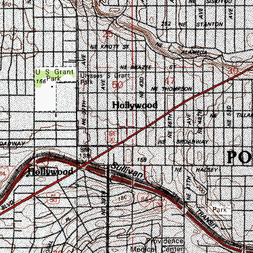 Topographic Map of San Rafael Post Office (historical), OR