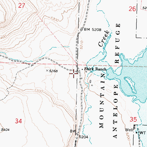 Topographic Map of Shirk Post Office (historical), OR
